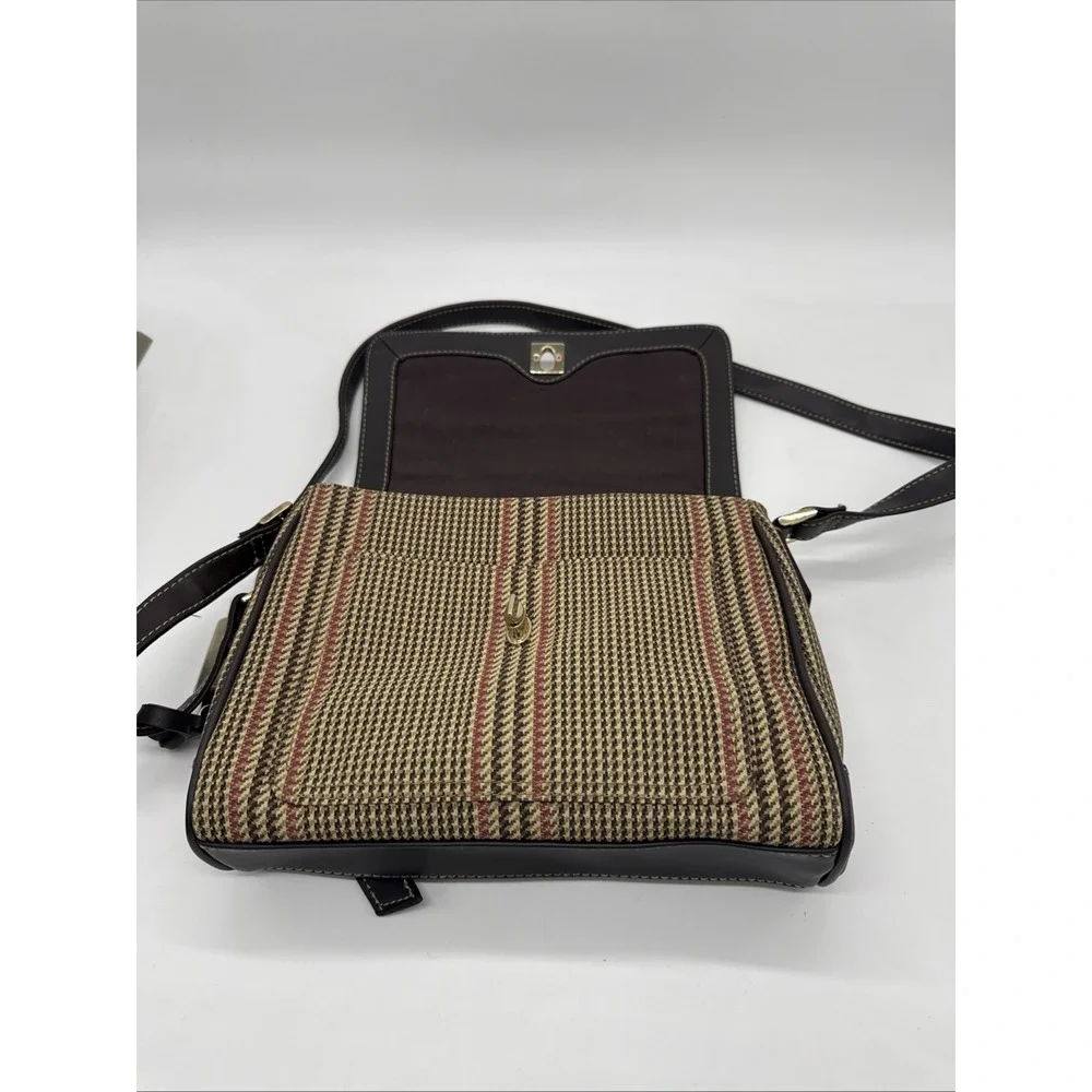 Liz Claiborne Accessories Crossbody Bag Brown Leather Multicolored With Straps